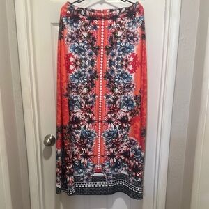 JohnPaulRichard Pink and Blue Maxi A-Line Skirt Resort Wear